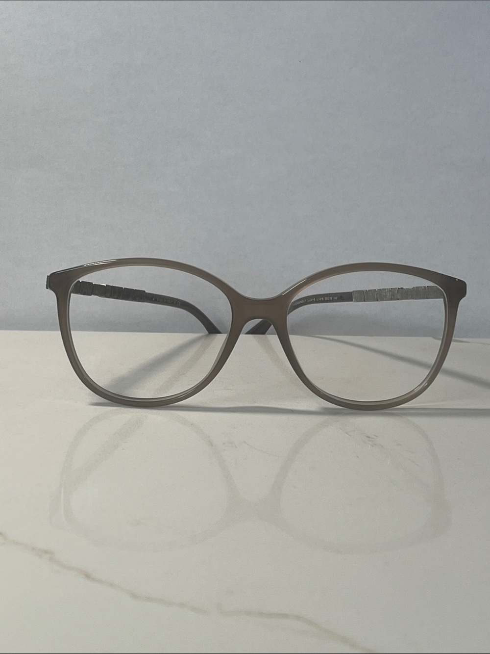 Authentic CHANEL Taupe Women’s Eyeglasses with Crystals on temples